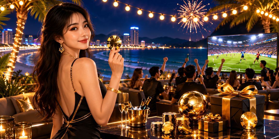 Người dùng đặt cược và xem jackpot trên điện thoại tại bãi biển Đà Nẵng buổi tối
